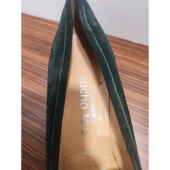 Sacha Too Women's Green Soft Suede Shoes W‎ Gold Chains size 8 AA - Picture 5 of 9